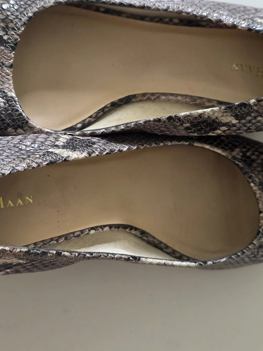 Cole Haan Women's Snake-Print Peep-Toe Flats in Brown